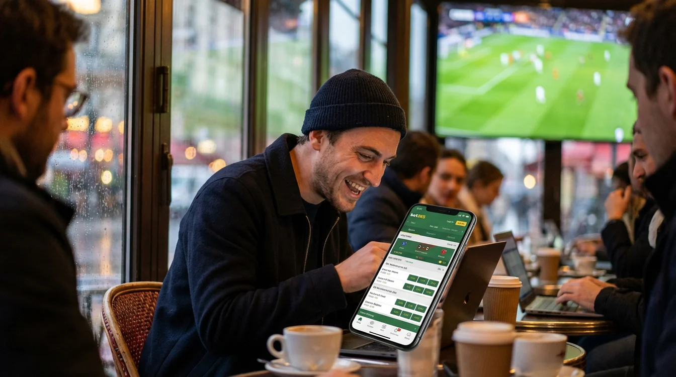 Pessoa a acompanhar jogo de futebol ao vivo no telemóvel