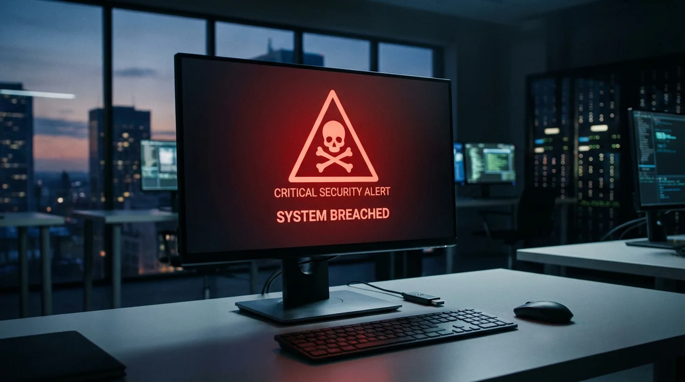 Símbolo de alerta sobre segurança online