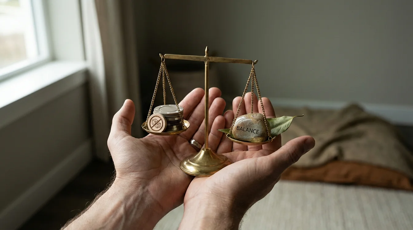 Mãos a segurar símbolo de apoio e equilíbrio