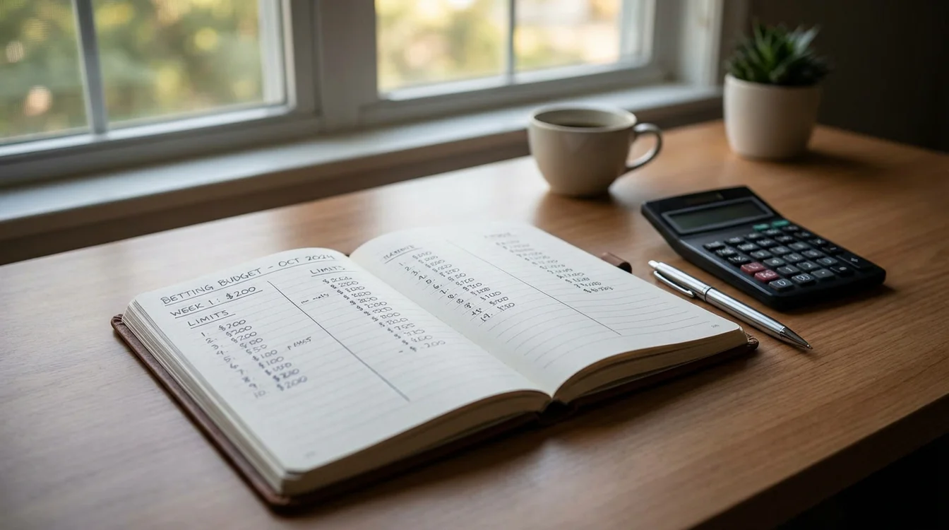 Caderno com planeamento financeiro de apostas