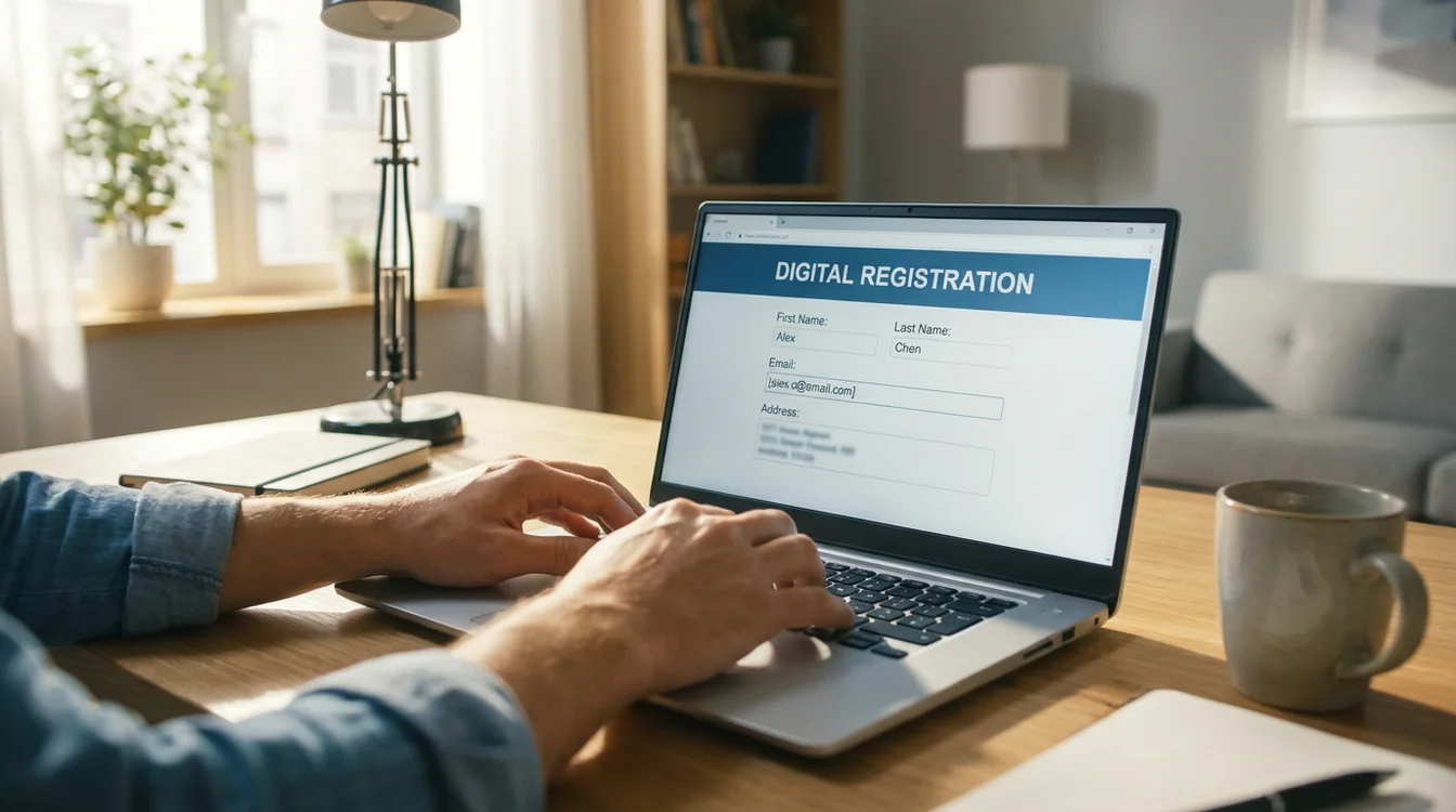 Formul&aacute;rio de registo online com campos de dados pessoais