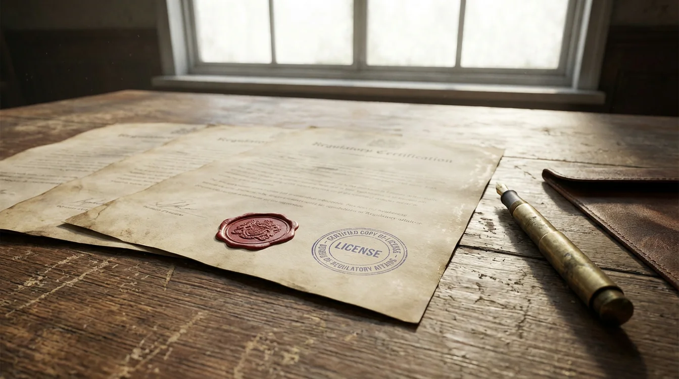 Documentos oficiais e selo de licenciamento