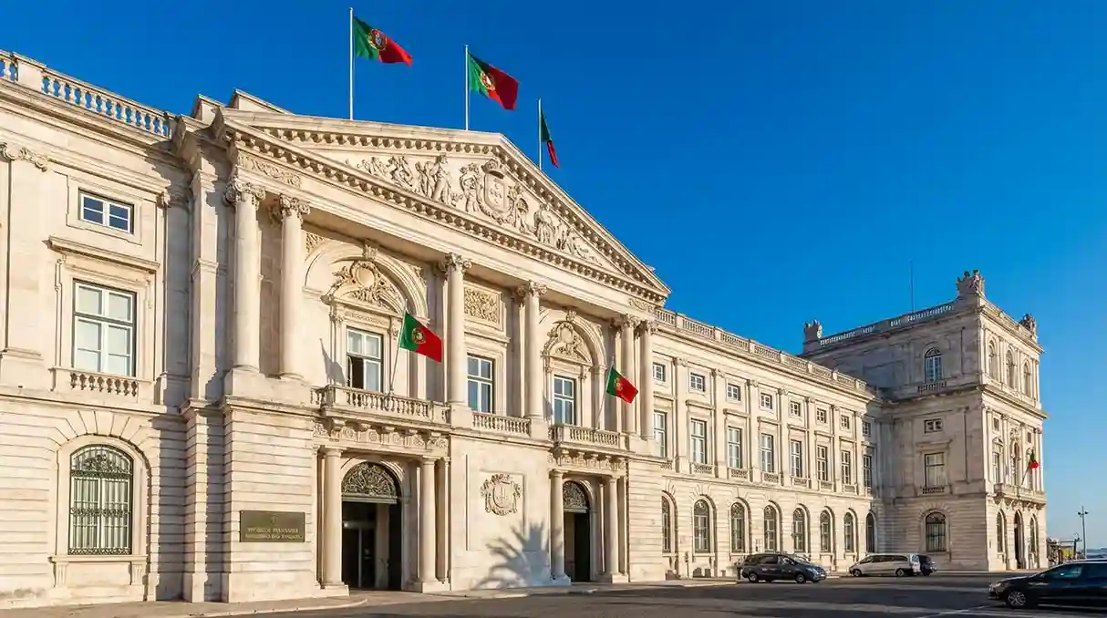 Edifício institucional português representando regulação